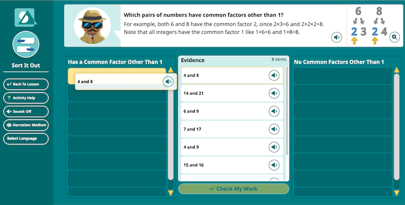 Sort It Out activity screenshot