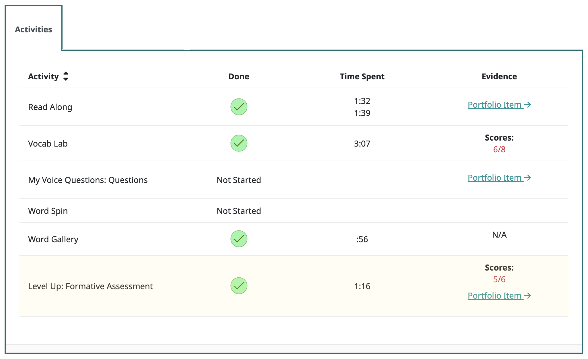 Student-Lesson-Report-LevelUp