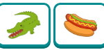 An crocodile icon and a hot dog icon