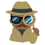 Male agent holding magnifying glass