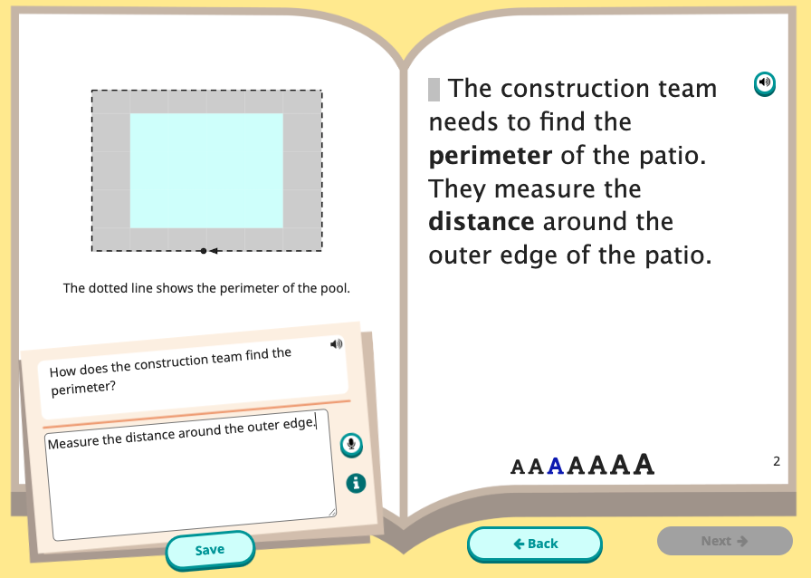 Example of a Read Along screen