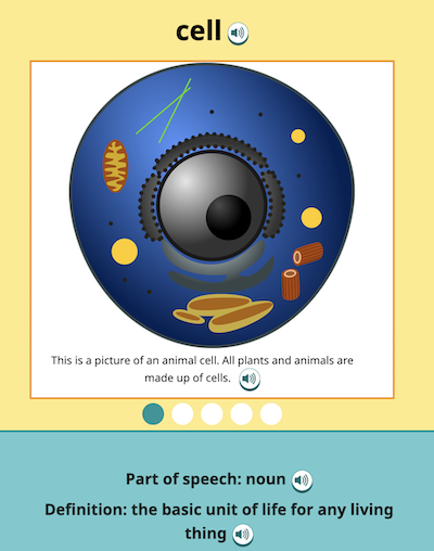 Screenshot of the definition of cell
