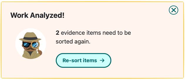 Screenshot of Work Analyzed modal