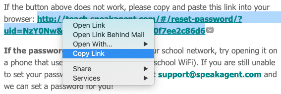 Example of how to copy an url