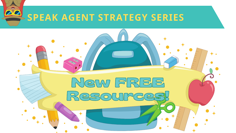 Illustration of a backpack and school supplies. Text says 'new free resources.'