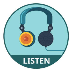 Headphones and the word listen