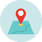 A map with a pointer on it