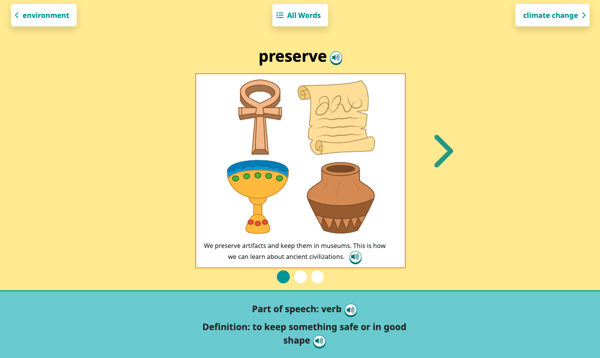 Screenshot of the word preserve in Word Gallery