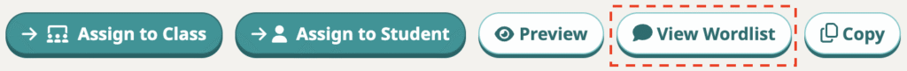 List of buttons with View Wordlist highlighted.