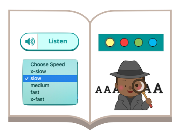 Image of multiple controls that can help reading in Read Along