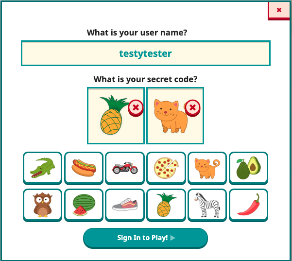 Screenshot of secret code modal