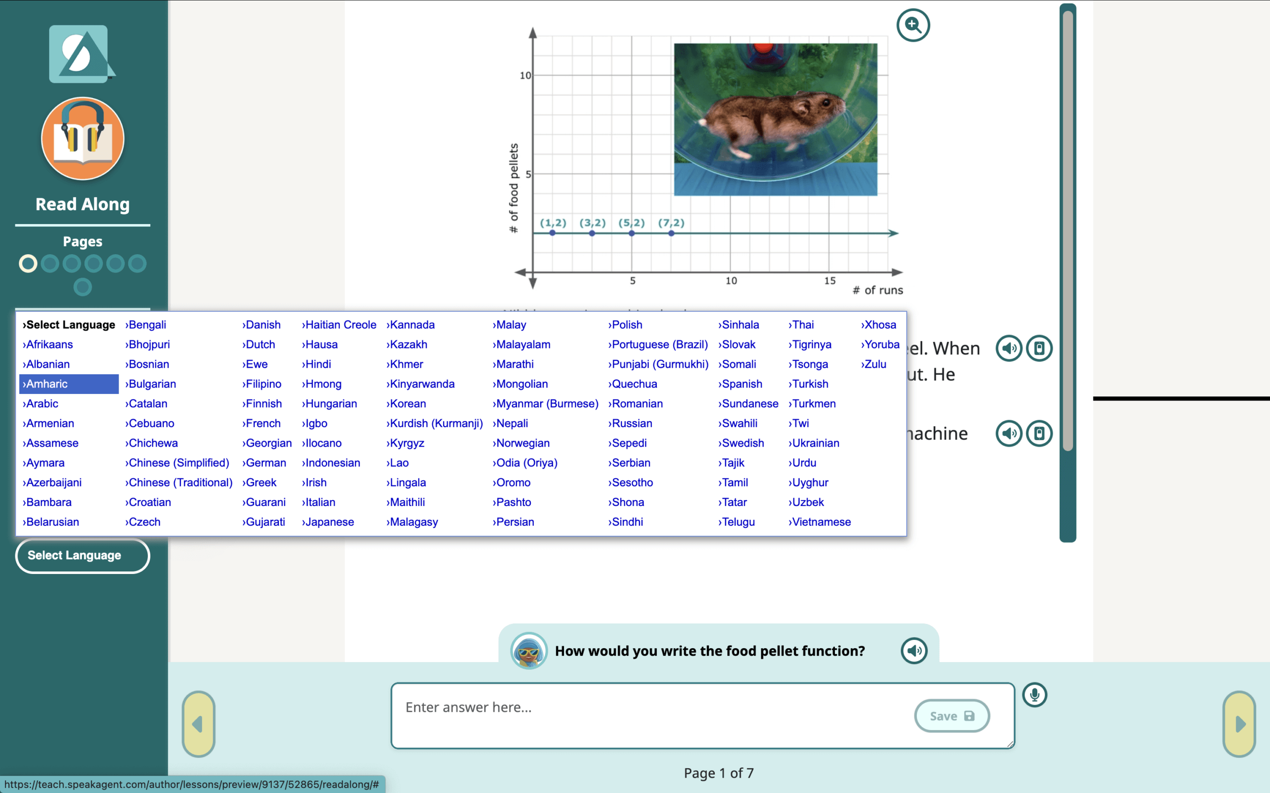 Screenshot of the Google Language dropdown menu.