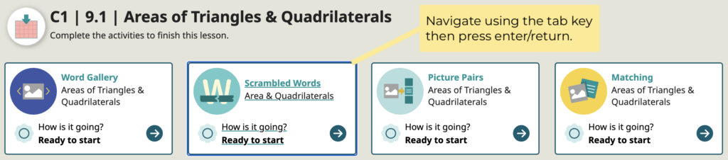 a screenshot of tab order navigation in the Speak Agent app