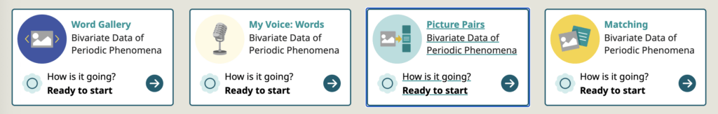 An example of visible focus of an activity tile in Speak Agent