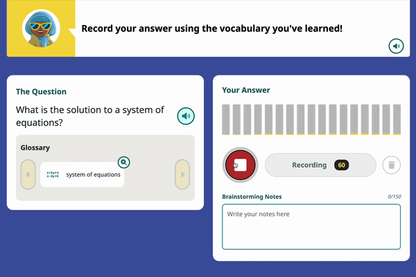 An animation of the Answer Studio speaking activity in Speak Agent