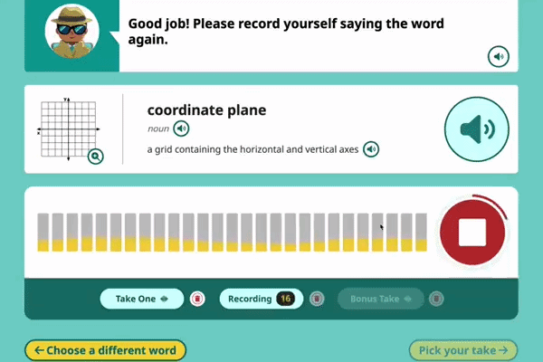 An animation of the My Voice speaking activity in Speak Agent