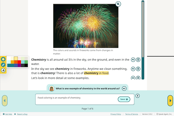A screenshot of the Read Along activity