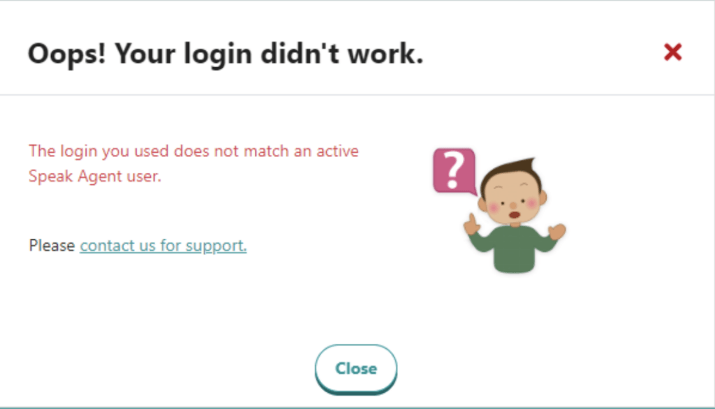 screenshot of an error message when signing in with Clever