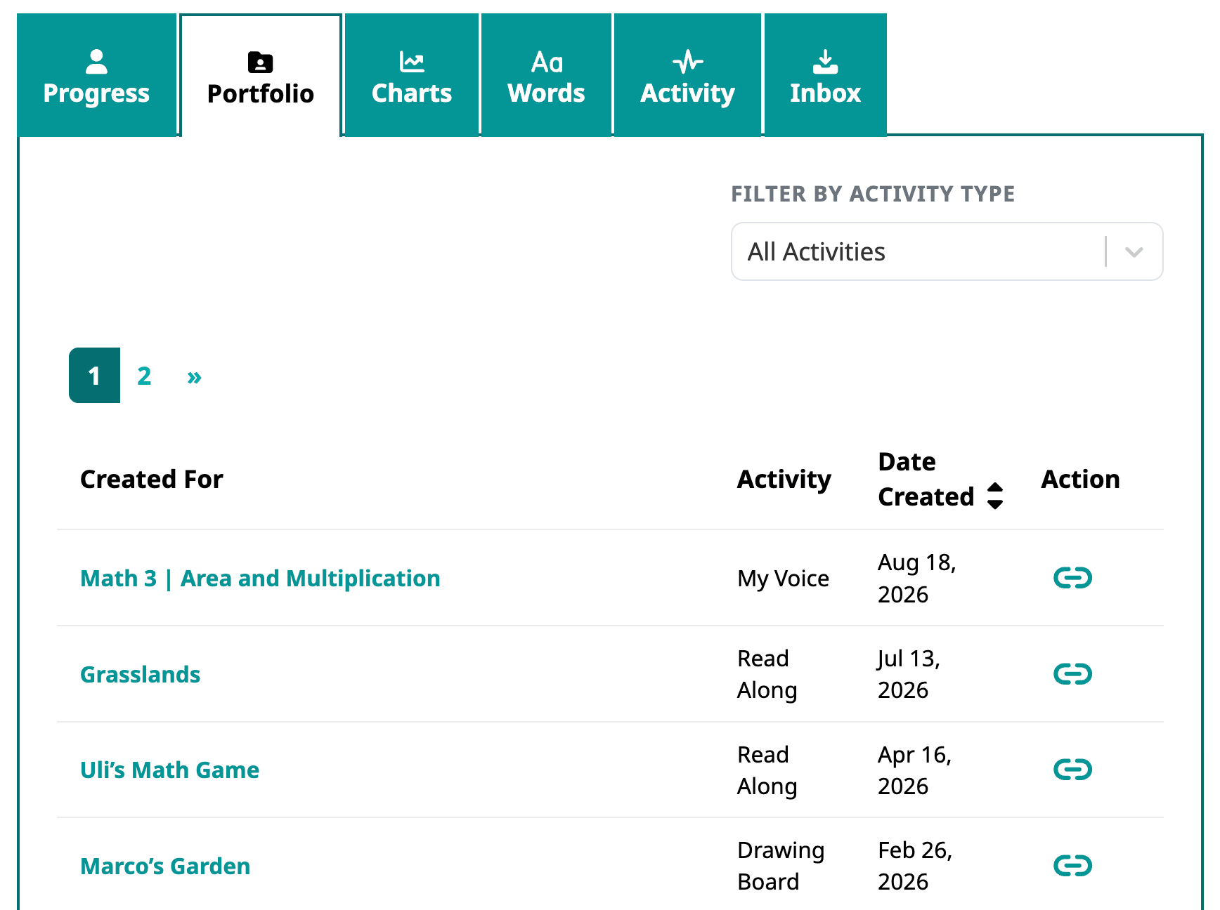 a screenshot of the Portfolio tab